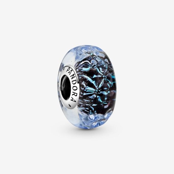 Pandora Wavy Dark Blue Murano Glass Ocean Charm - Picture 1 of 4